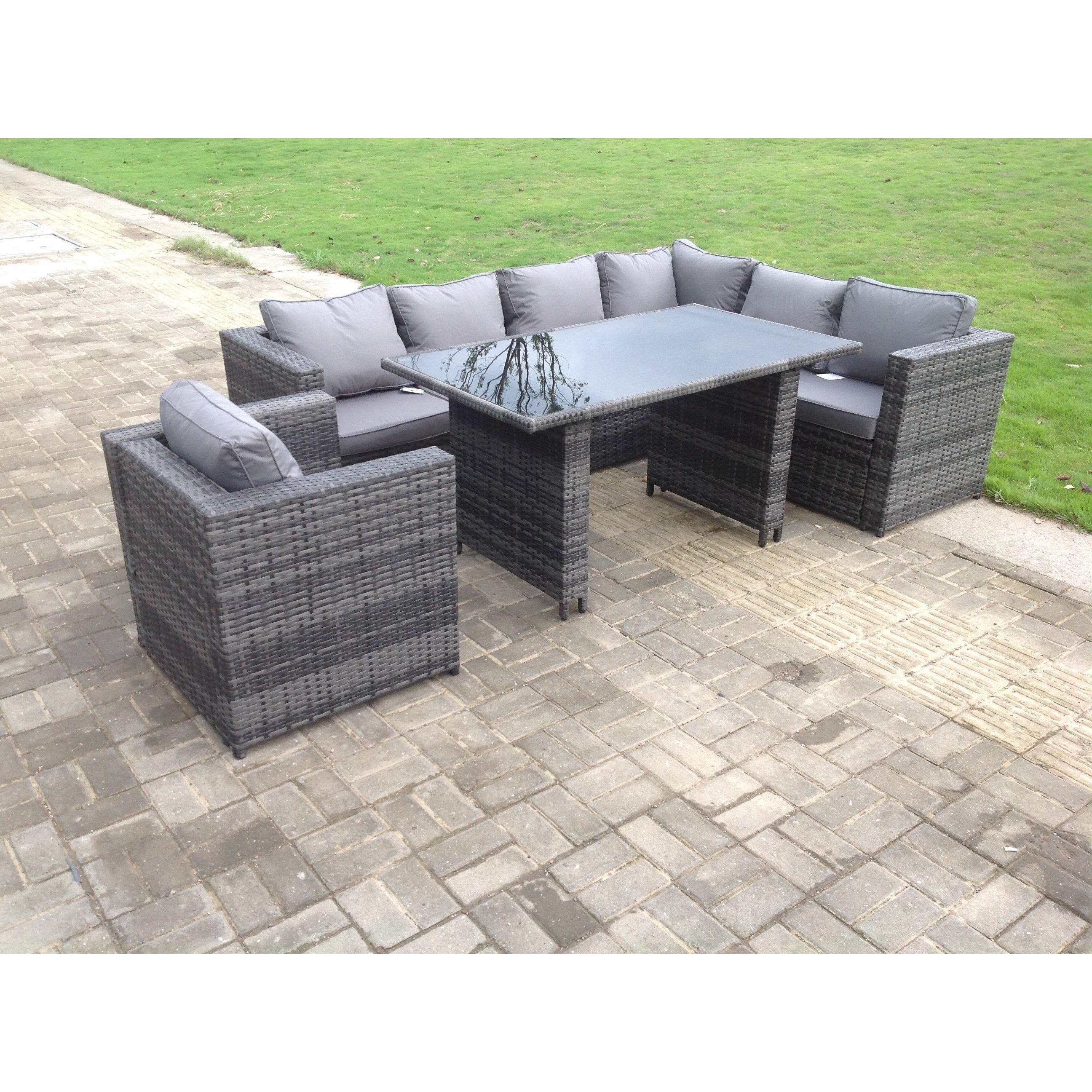 Lounge Rattan Corner Sofa Set Outdoor Garden Furniture Rectangular