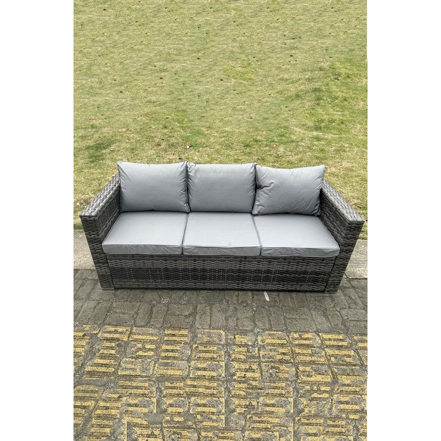 3 Seater Rattan Lounge Sofa Patio Outdoor Garden Furniture With Seat