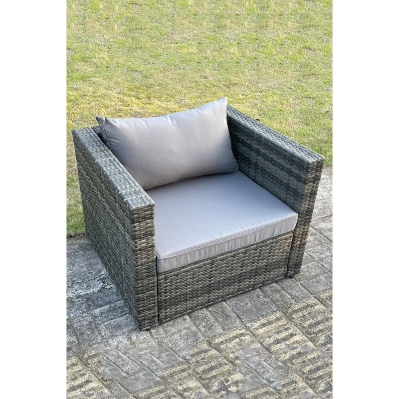 Outdoor Rattan Single Sofa Chair Garden Furniture With Seat and Back Cushion by Debenhams