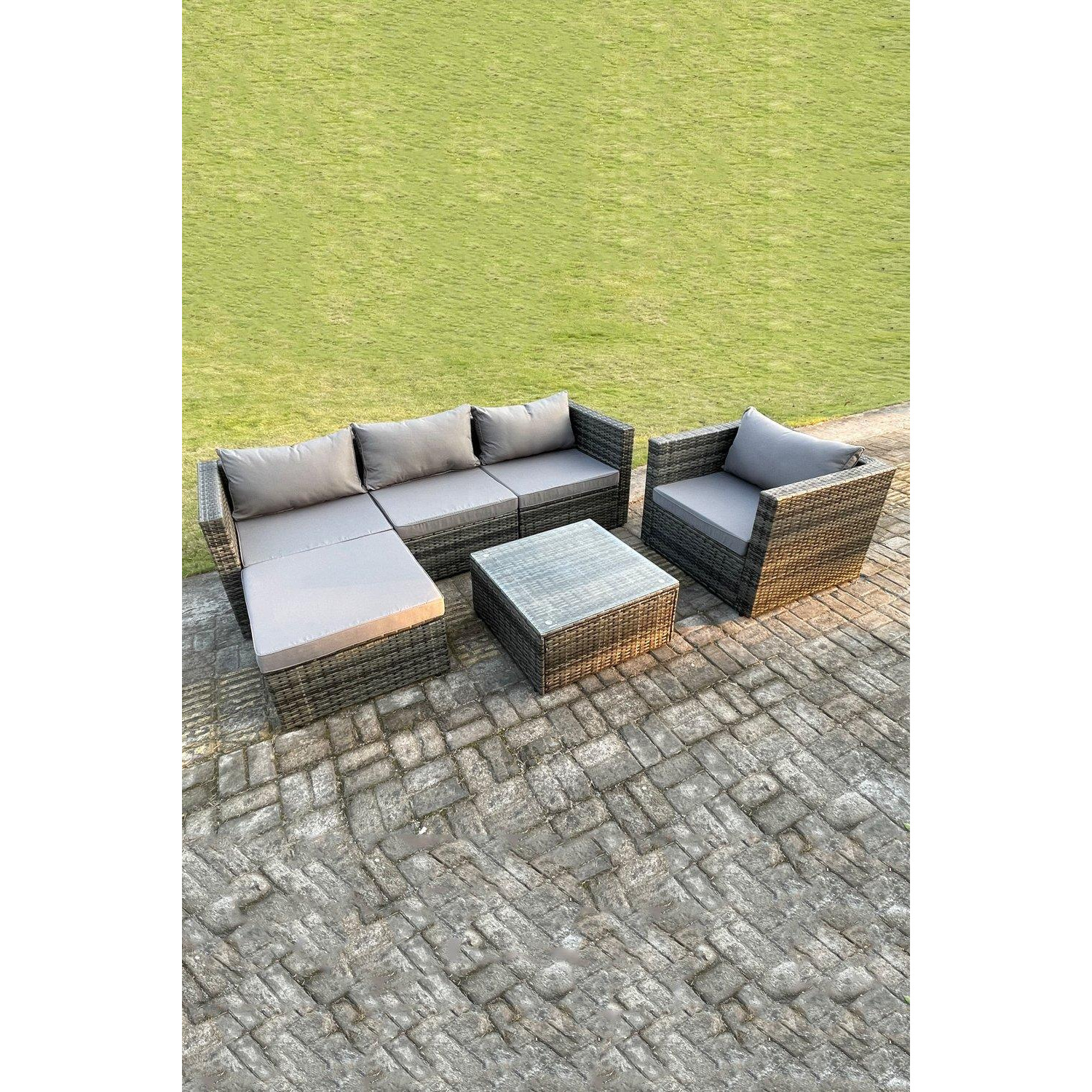 5 Seat Modular Rattan Garden Furniture Coffee Table Footstool Chair Outdoor by Debenhams