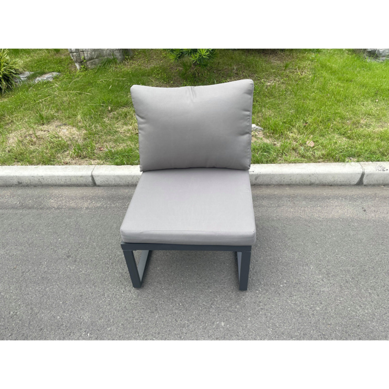 Aluminum Outdoor Garden Furniture Armless Sofa Chair With Seat And Back Cushion Dark Grey by