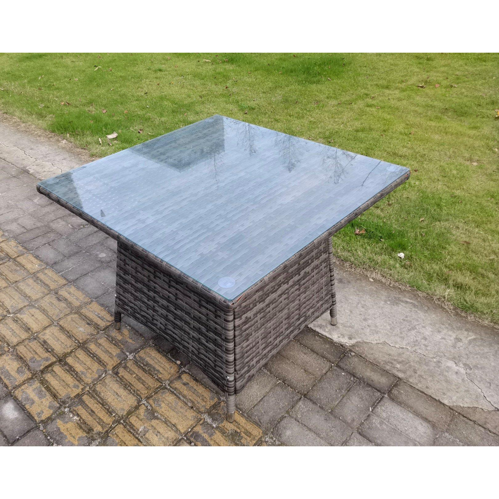 PE Rattan Outdoor Square Dining Table Garden Furniture Accessory Clear