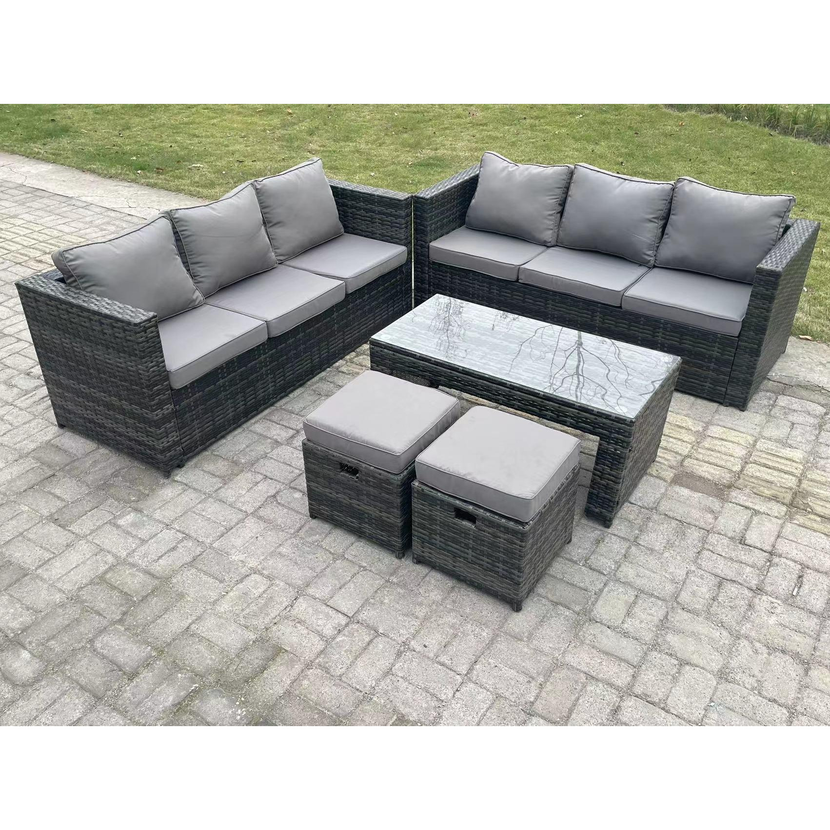 Outdoor Rattan Garden Furniture Lounge Sofa Set With Coffee Table 2