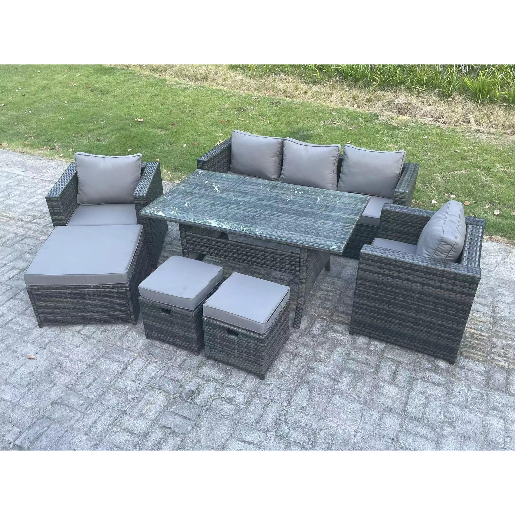 Garden Furniture Set Patio Rattan Dining Table Lounge Sofa Chair 3