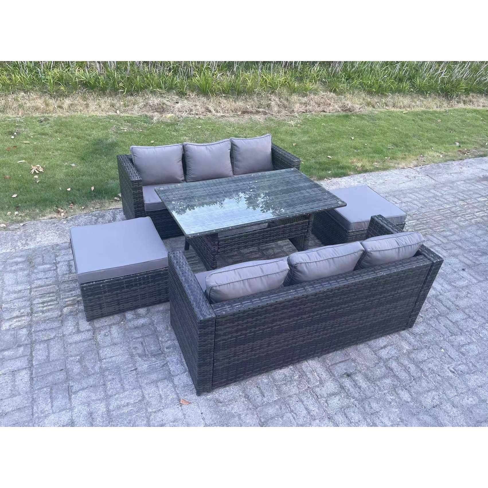 8 Seater Outdoor Lounge Sofa Garden Furniture Set Patio Rattan Rectangular Dining Table by