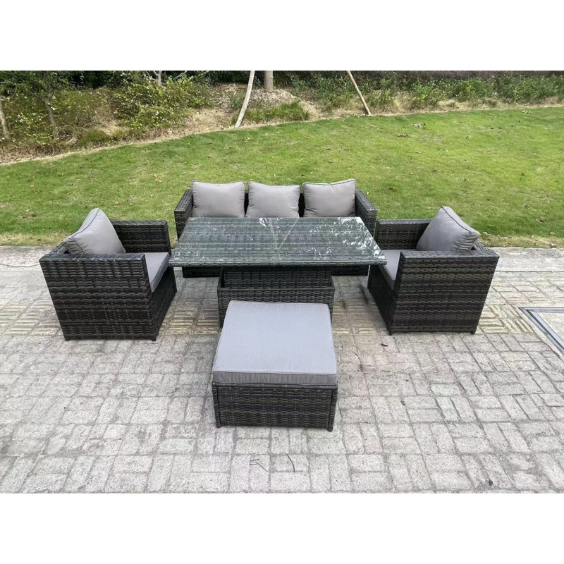 Rattan Garden Furniture Sofa Set Outdoor Adjustable Rising Lifting