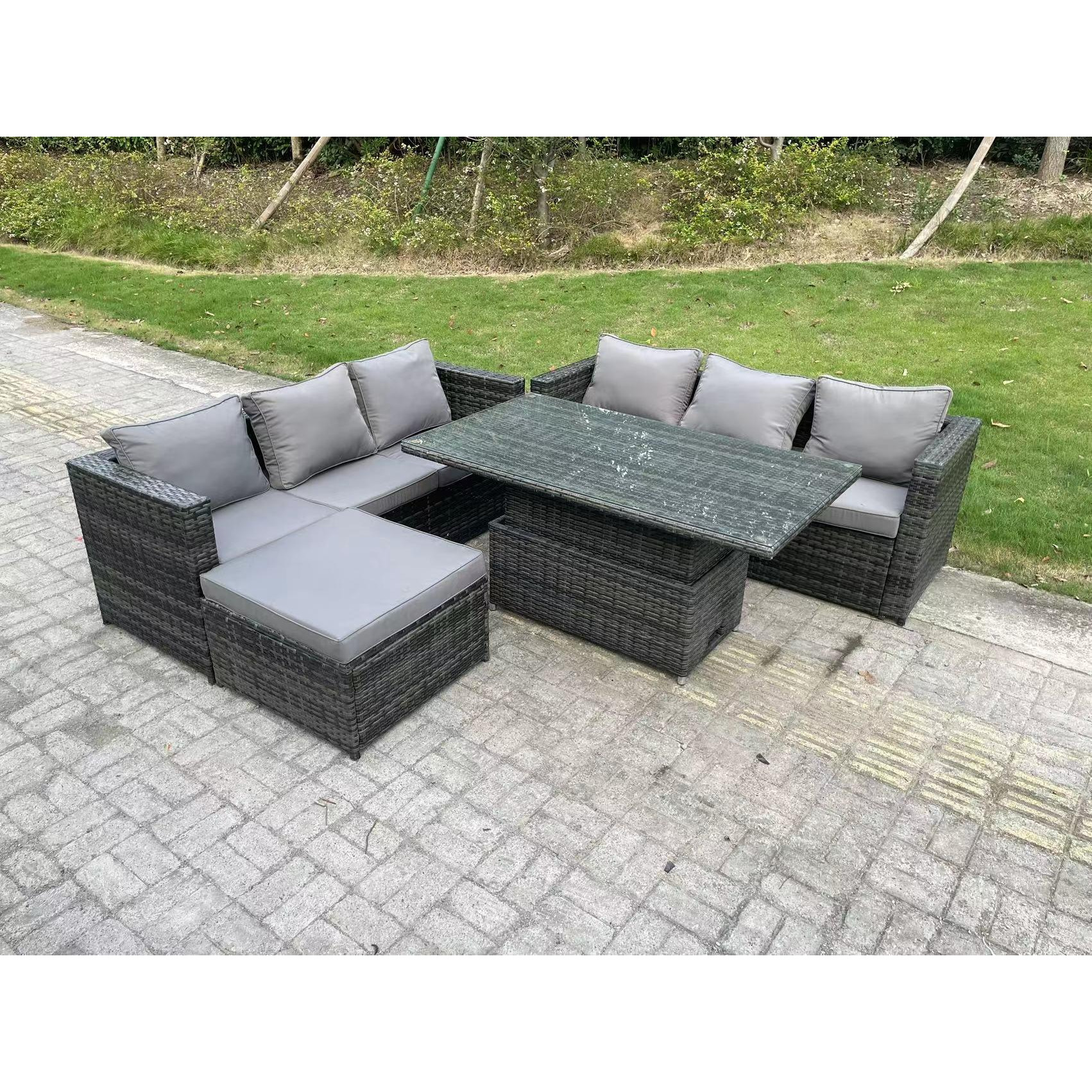 7 Seater Wicker PE Rattan Garden Furniture Sofa Set Outdoor Adjustable