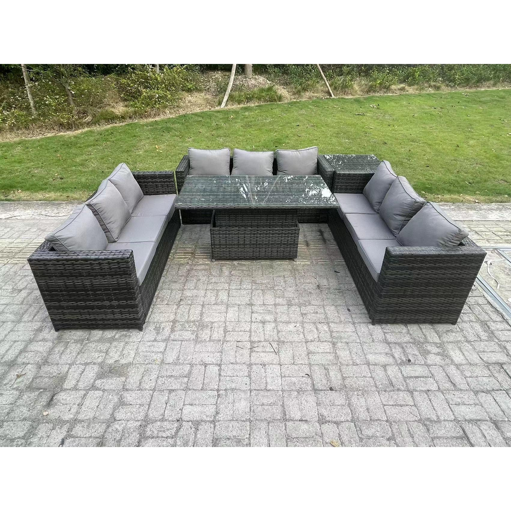 9 Seater Outdoor Rattan Garden Furniture Sofa Set Patio Adjustable