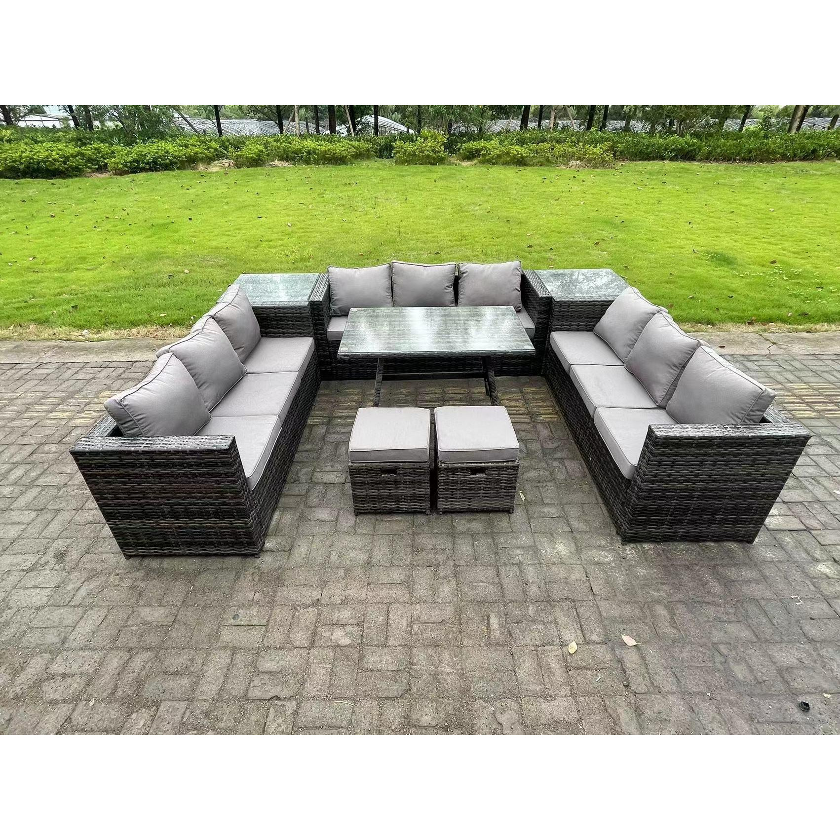 Wicker PE Rattan Outdoor Furniture Lounge Sofa Garden Dining Set with ...