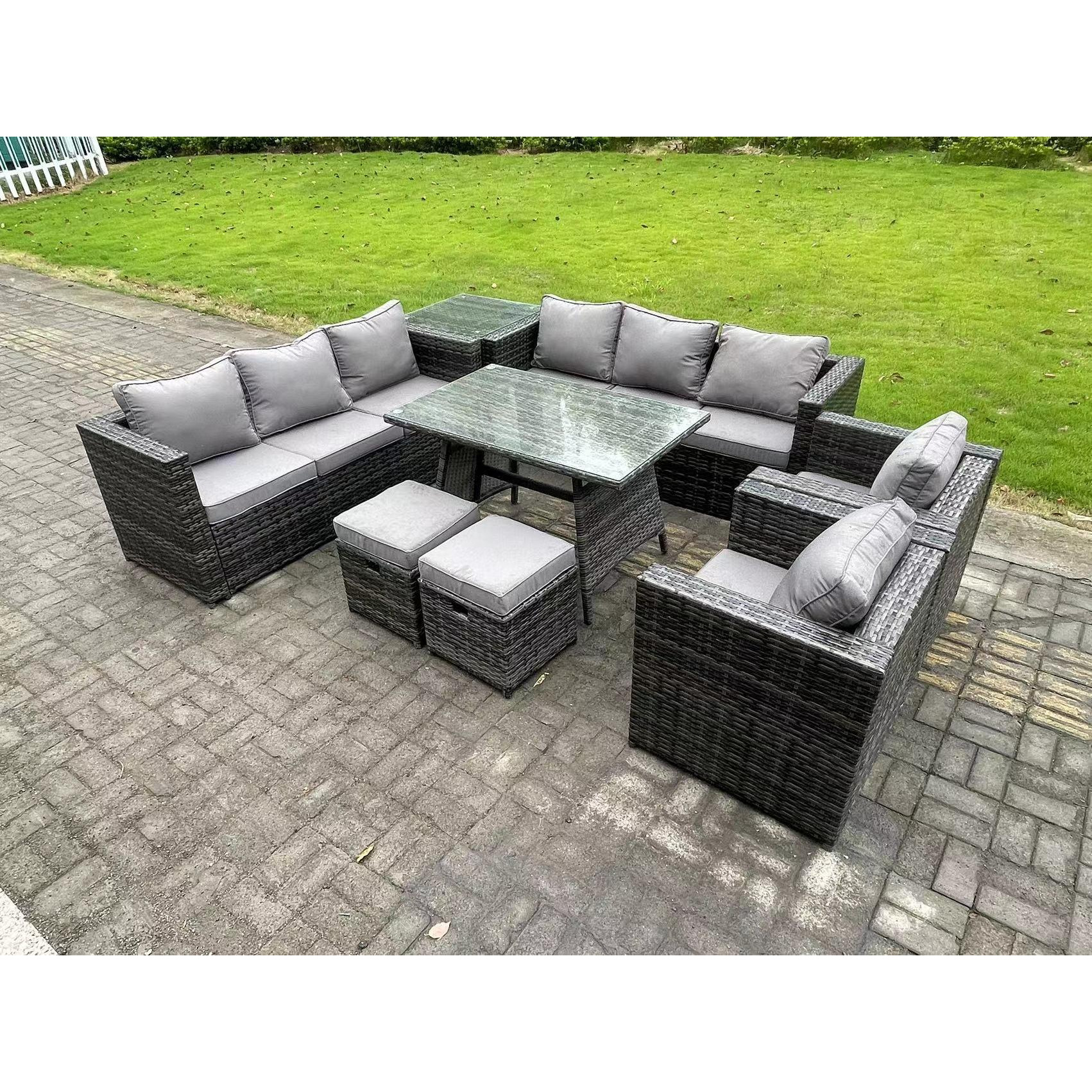 10 Seater Wicker PE Rattan Outdoor Furniture Lounge Sofa Garden Dining