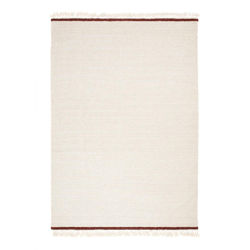 Knots Rugs Natural White Yak Wool Sumac Kilim Rug 250 x 300 cm by