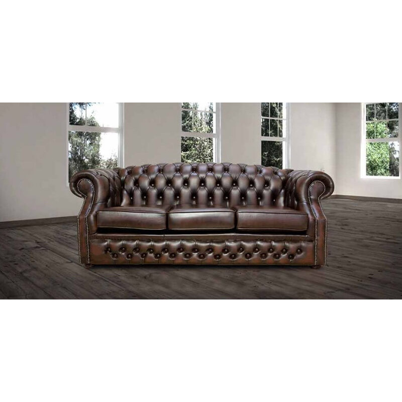 Brown Leather Chesterfield Oxley 3 Seater sofa - DesignerSofas4U by ...