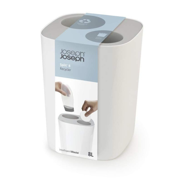Joseph Joseph Split Bathroom Waste Separation Bin White/grey 21cm x