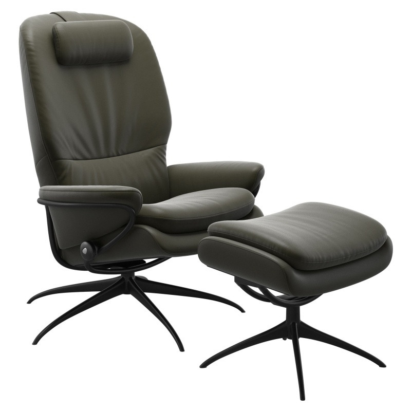 Stressless Rome High Back Chair With Footstool Star Base - High Base ...