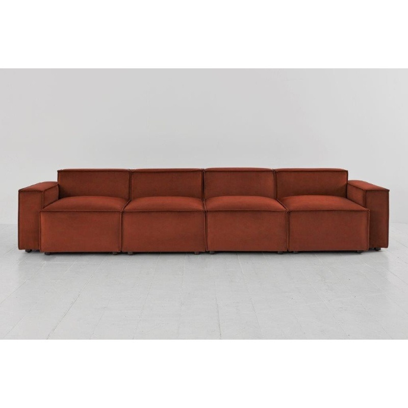 Swyft Model 03 Modular Sofa Velvet Brick 4 Seater Configuration 5