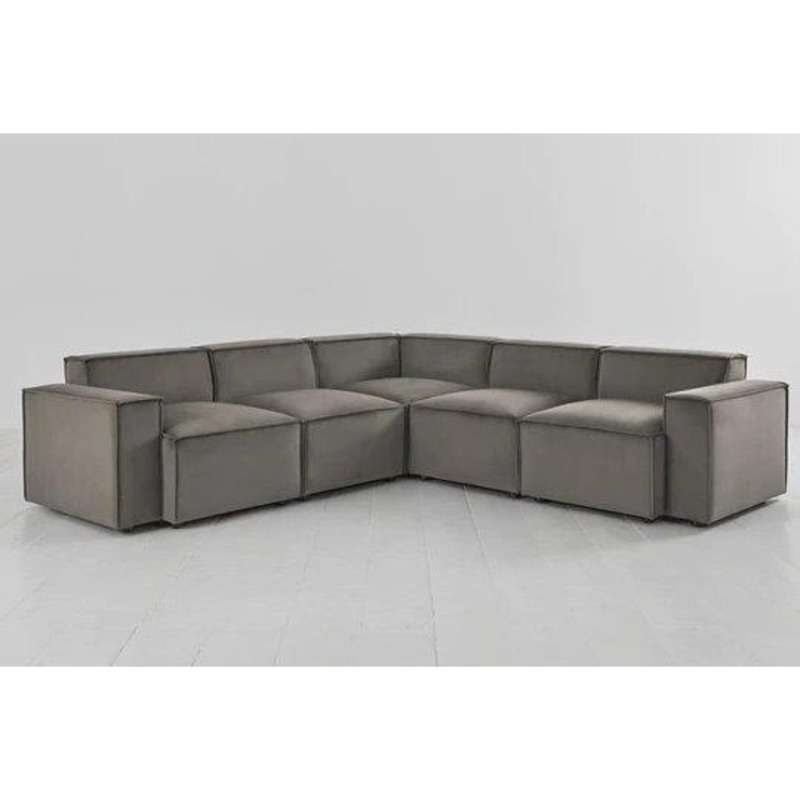 "Swyft Model 03 Modular Corner Sofa Velvet Elephant, Faux Leather