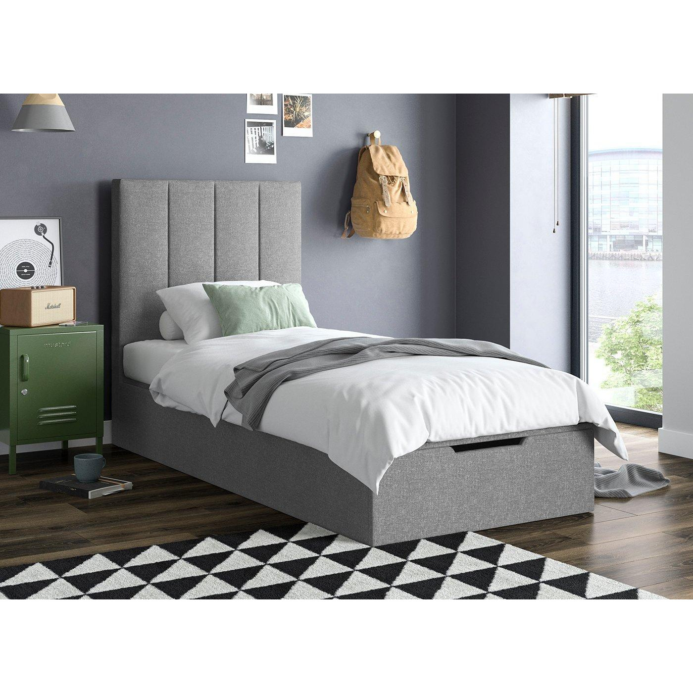 Ealing Ottoman Bed Frame 3'0 Single Silver by Dreams