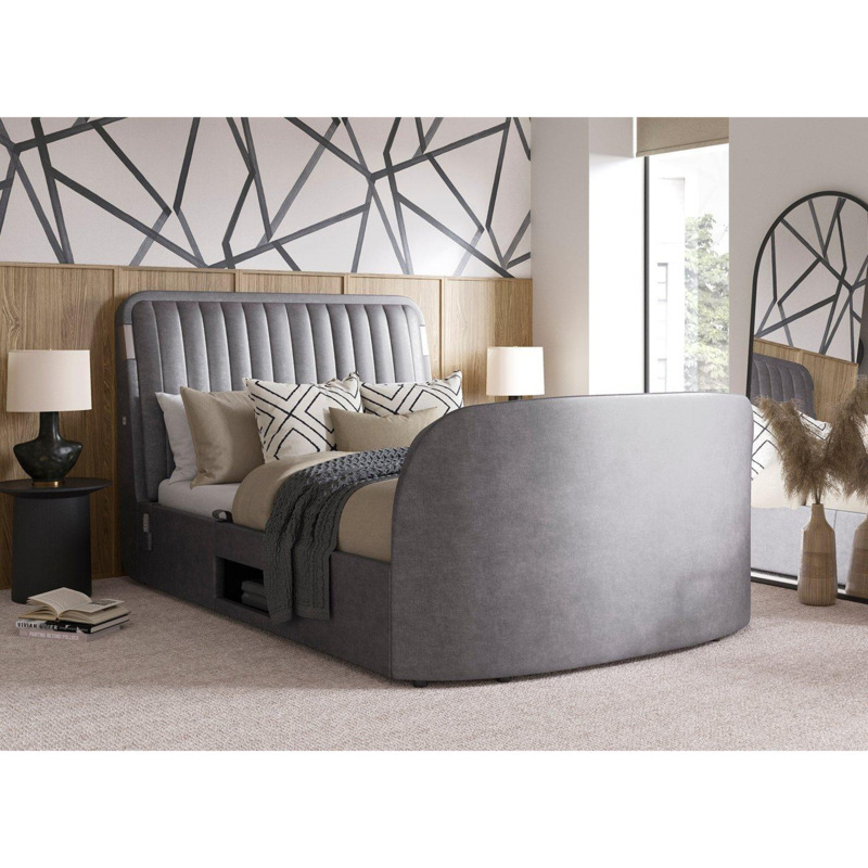Yokohama Ottoman TV Bed with Surround Sound 6'0 Super King Grey by