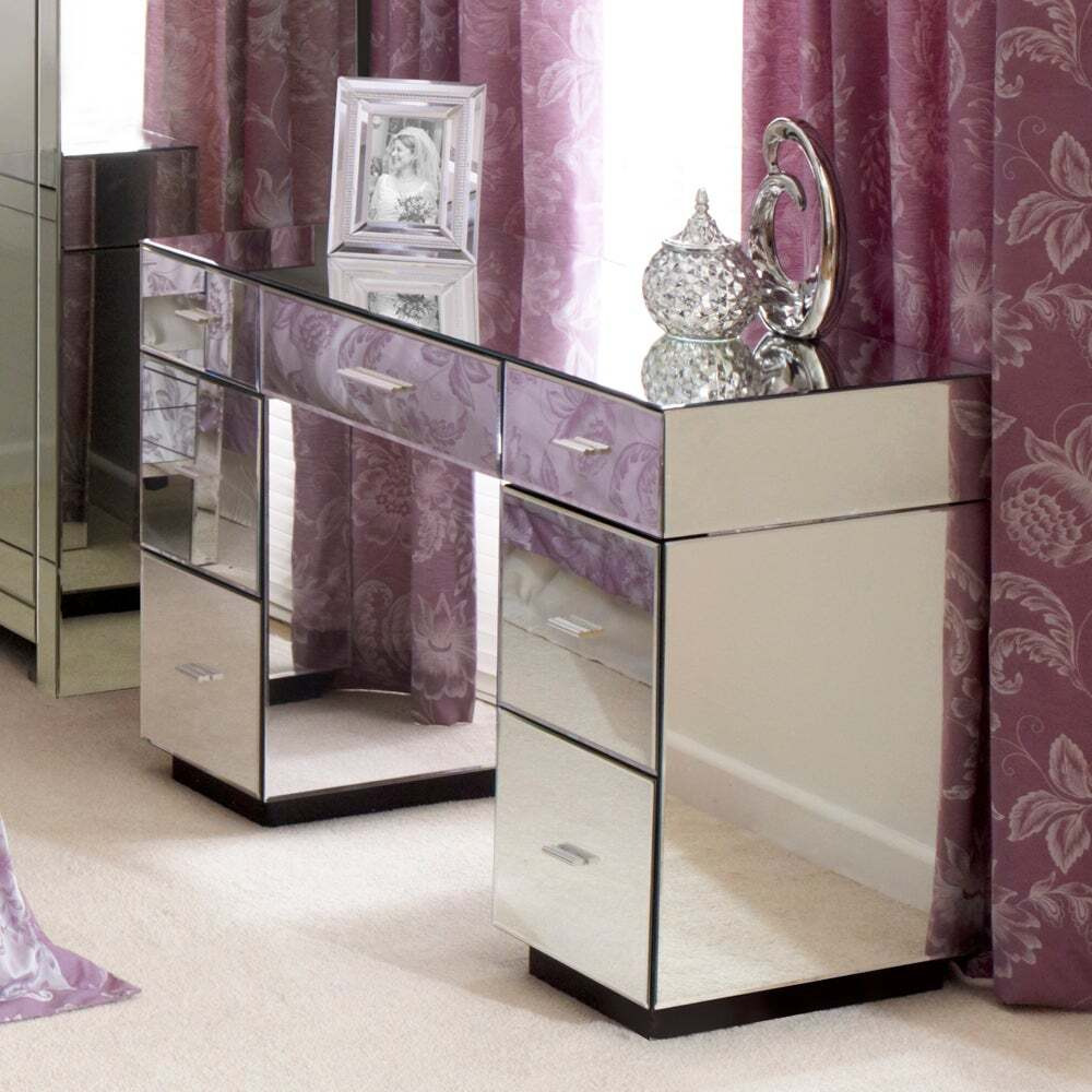 7 Drawer Dressing Table, Mirrored Clear by Dunelm