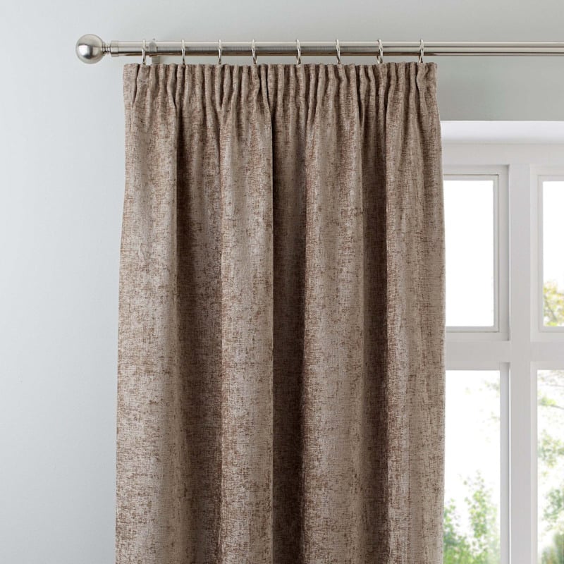Chenille Taupe Pencil Pleat Curtains Brown by Dunelm | ufurnish.com