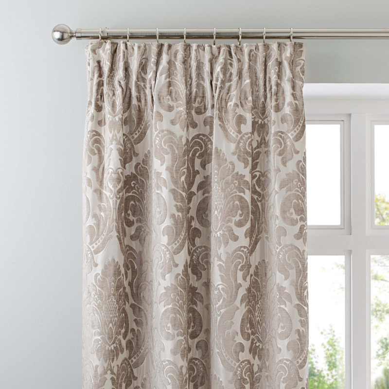 Versailles Natural Pencil Pleat Curtains Brown by Dunelm
