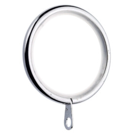 Pack of 6 Lined Metal Curtain Rings Dia. 28mm Silver