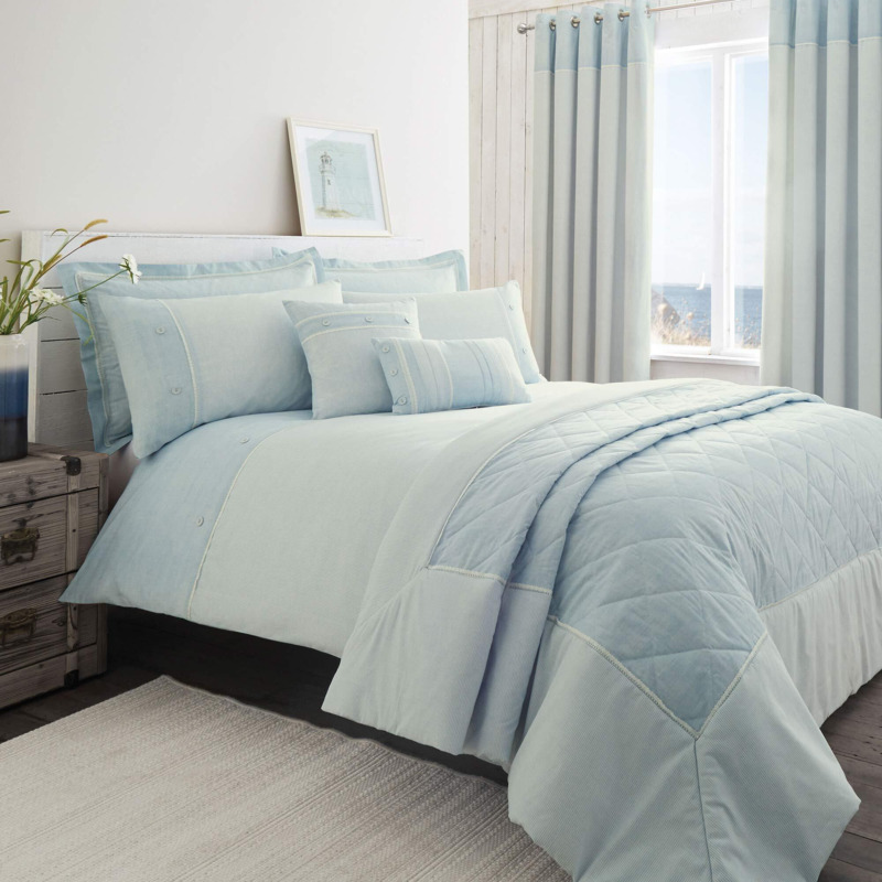 Millie Blue Duvet Cover and Pillowcase Set Blue by Dunelm