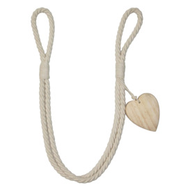 Wooden Heart Rope Tieback Natural