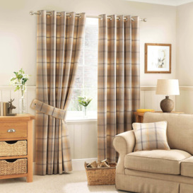 Highland Check Ochre Eyelet Curtains Yellow and Black