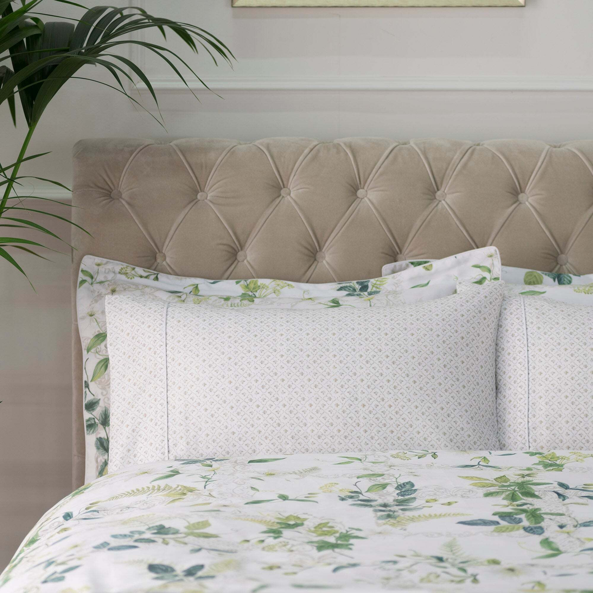 Dorma Botanical Garden Cuffed Pillowcase White by Dunelm