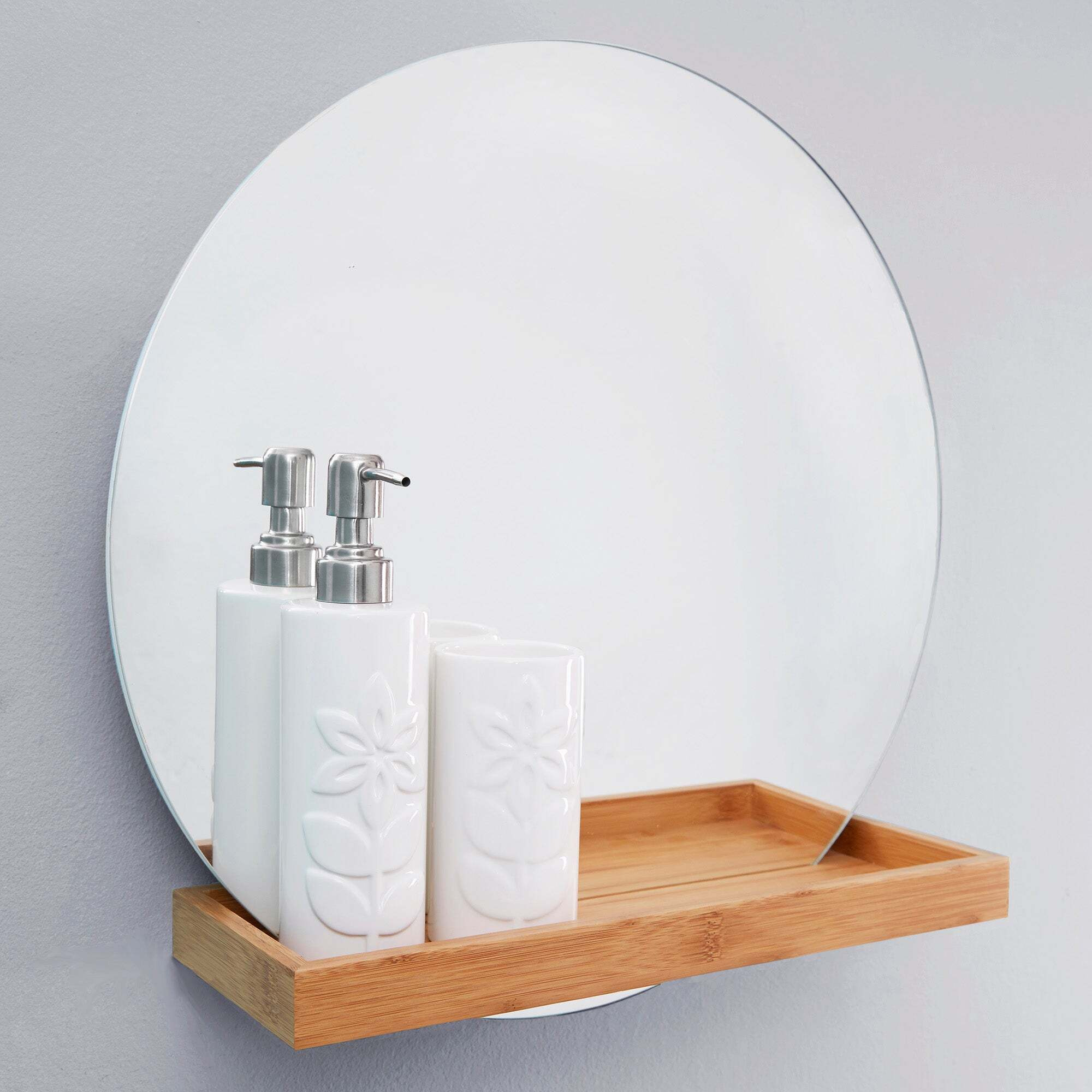 Elements Bathroom Mirror with Shelf White by Dunelm | ufurnish.com