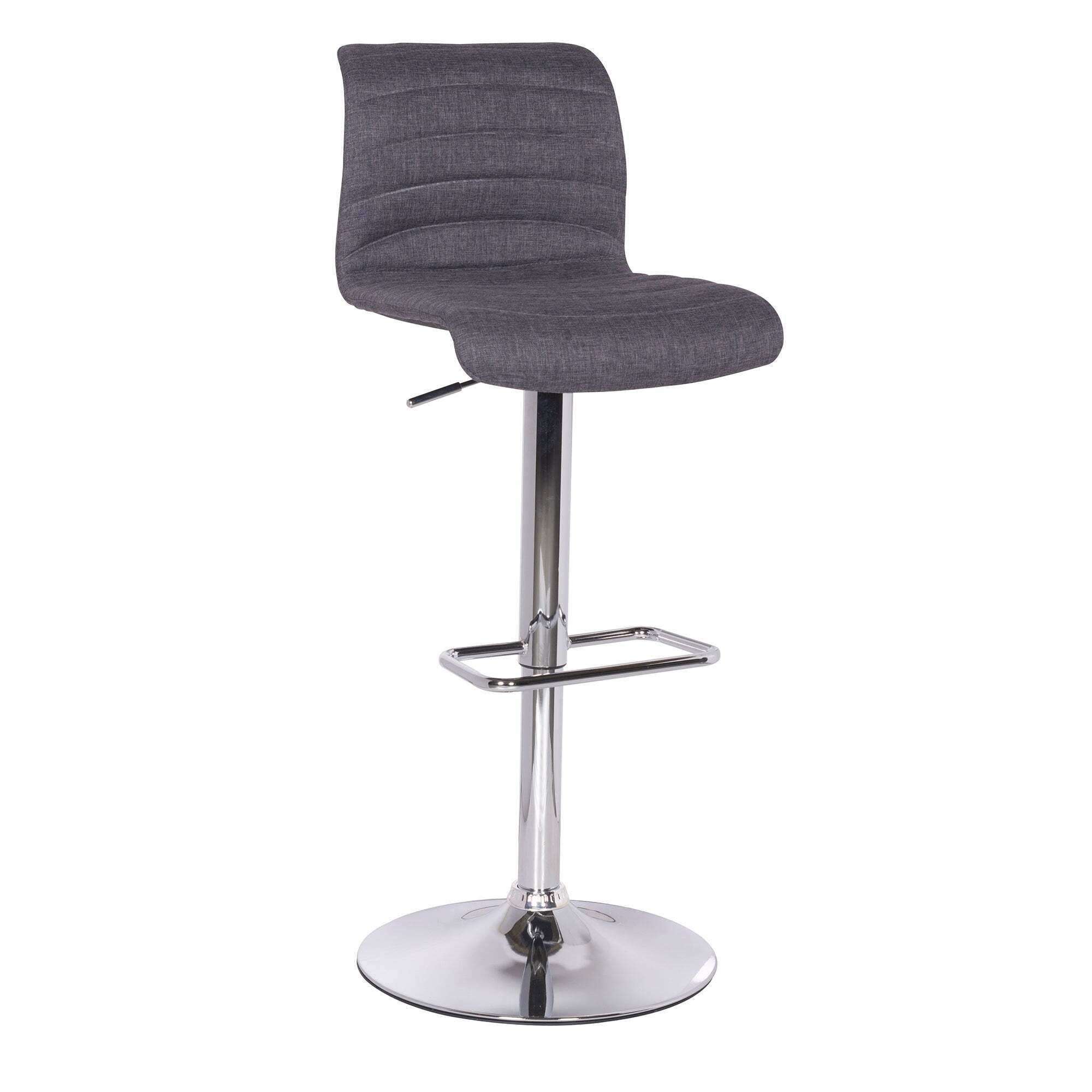 Vigo Adjustable Height Swivel Bar Stool, Fabric Grey by Dunelm