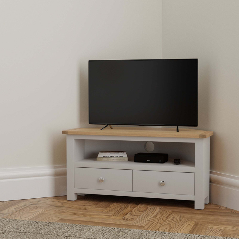 Bromley Grey Corner TV Stand Grey by Dunelm