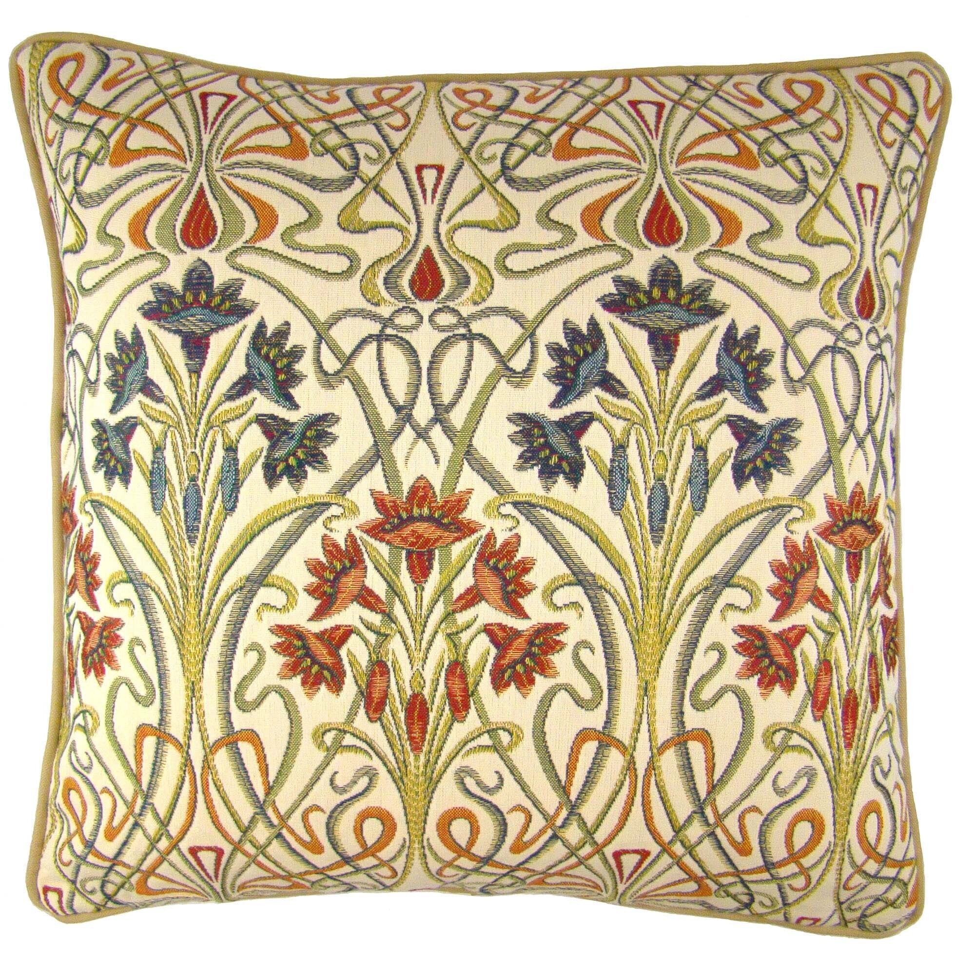 Lucetta Cushion Cover Beige, Green, Blue and Red by Dunelm