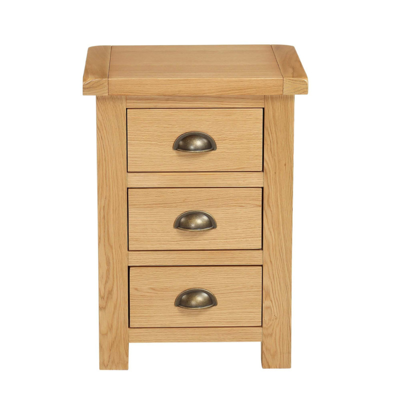 Sherbourne 3 Drawer Bedside Table, Oak Brown by Dunelm