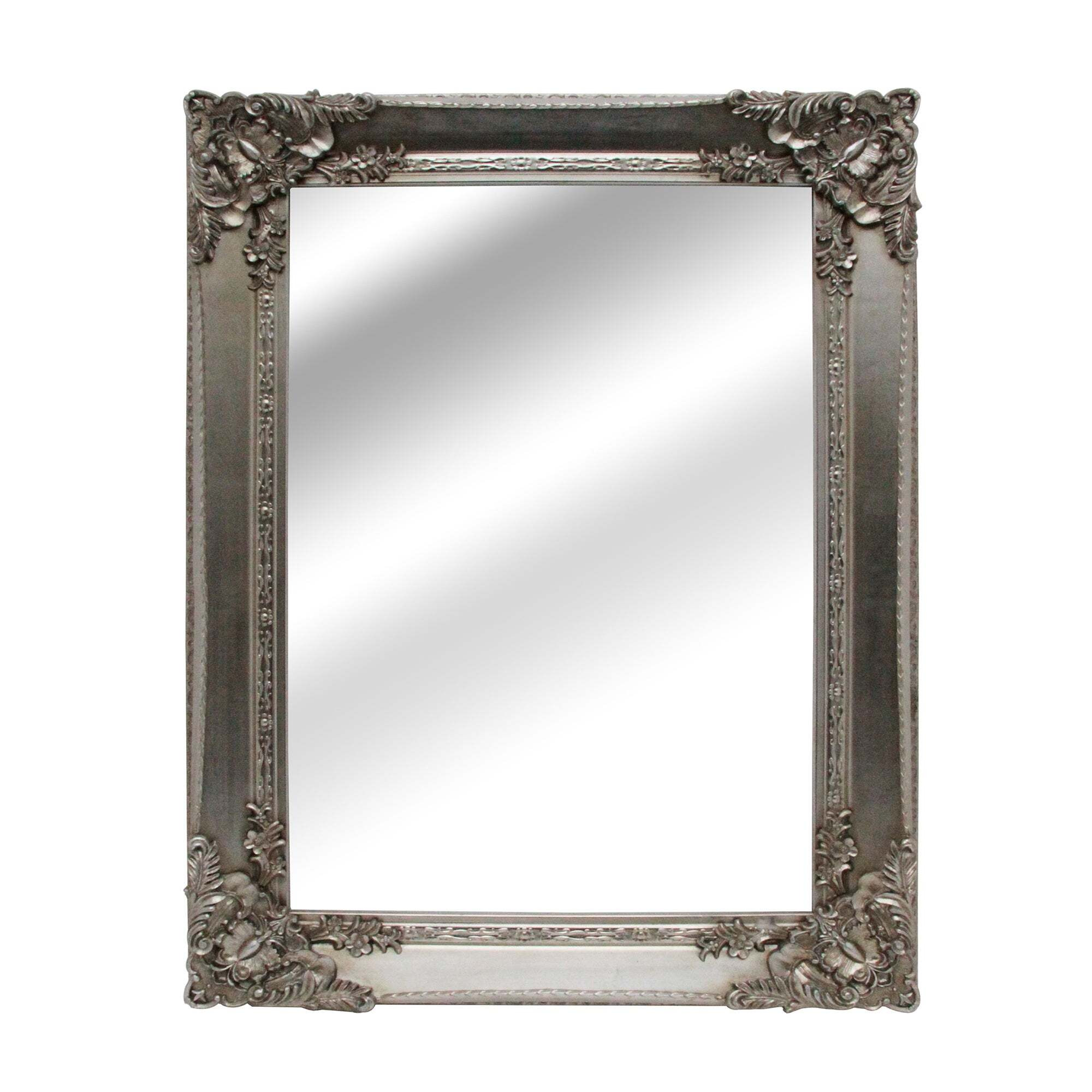 Roma Rectangle Wall Mirror, Silver Silver by Dunelm