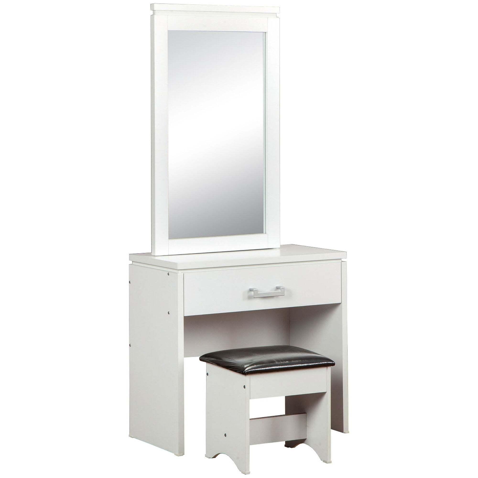 Charles 1 Drawer Dressing Table Set with Mirror White by Dunelm