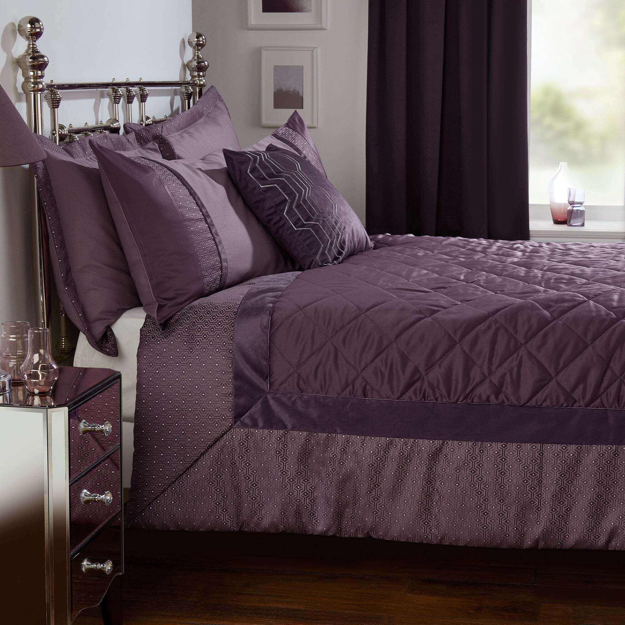 Julianna Purple Bedspread Purple by Dunelm
