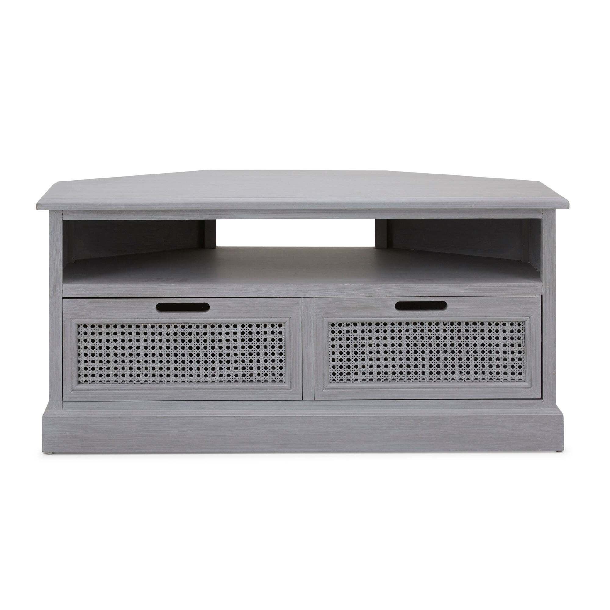 Lucy Cane Grey Corner TV Stand Grey by Dunelm