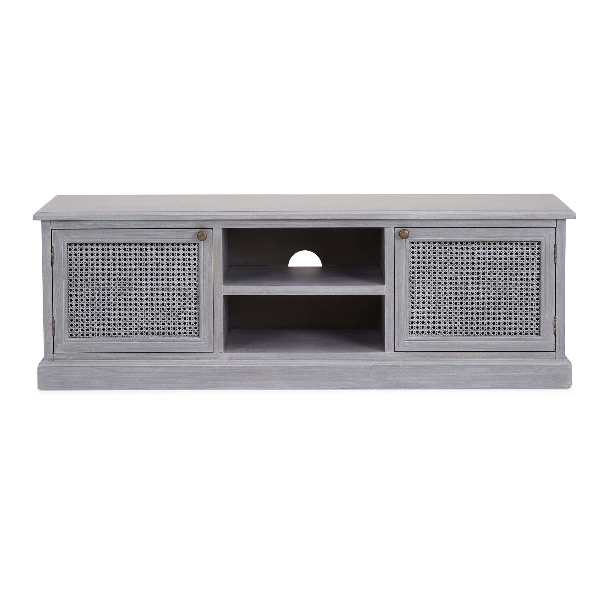 Lucy Cane Grey Wide TV Stand Slate (Grey) by Dunelm