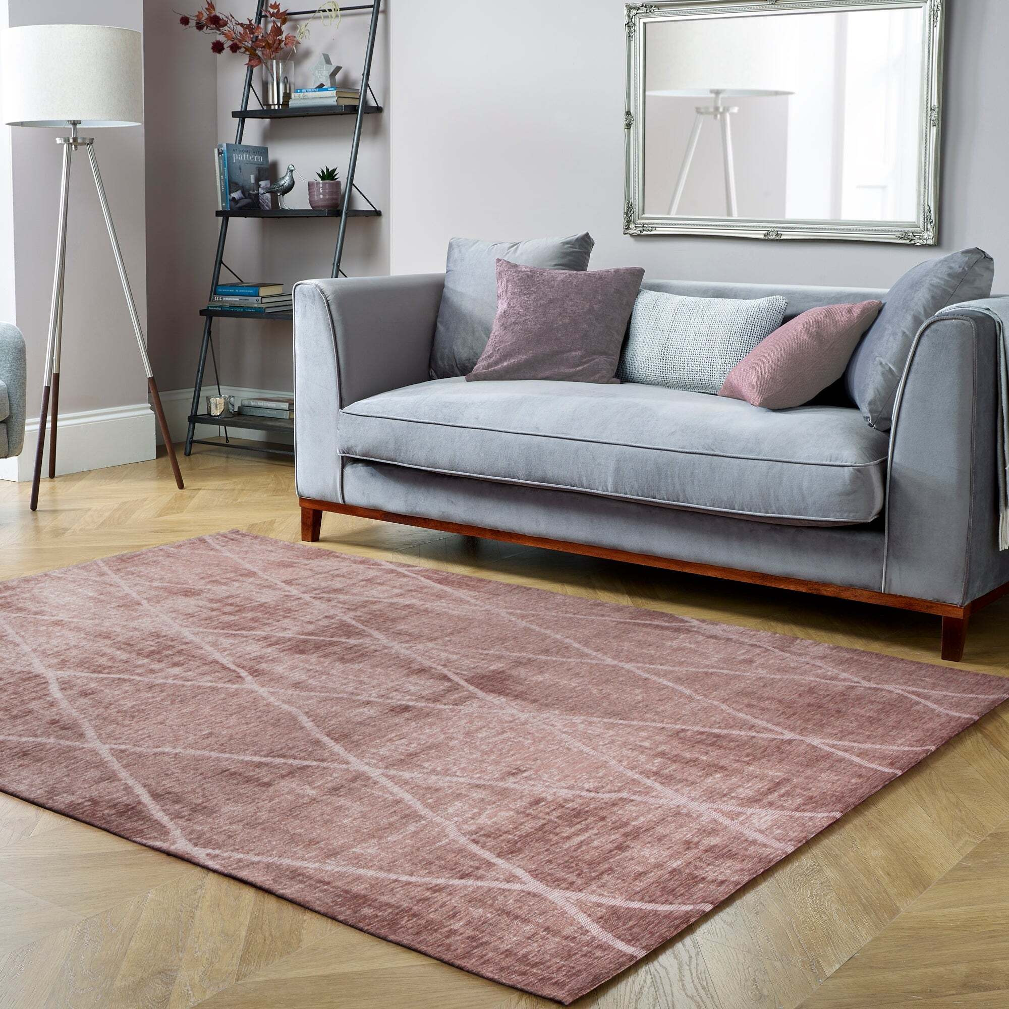 5A Fifth Avenue Sheer Diamond Geometric Rug Pink (Blush) by Dunelm ...