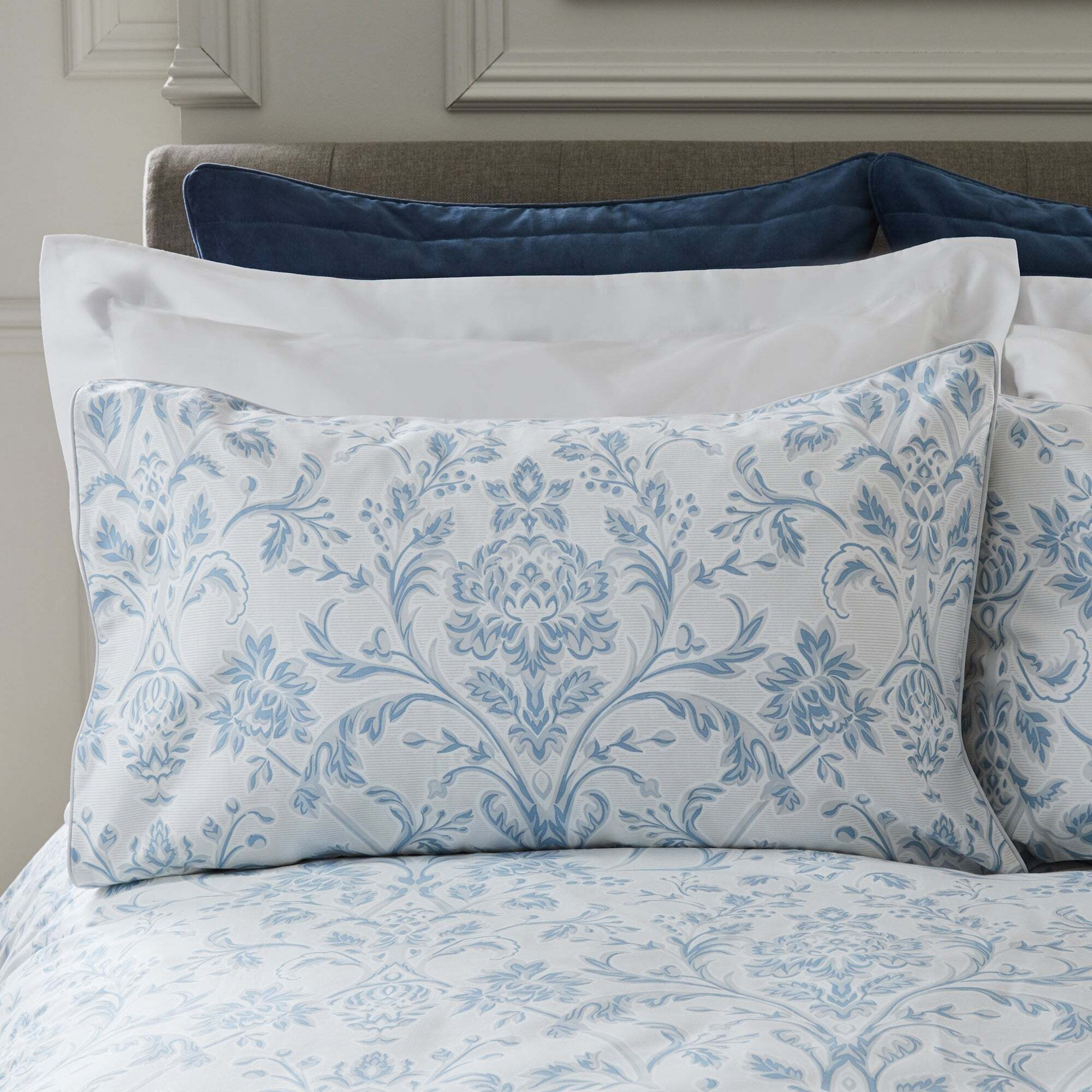 Dorma Remington Standard Pillowcase Pair Blue by Dunelm