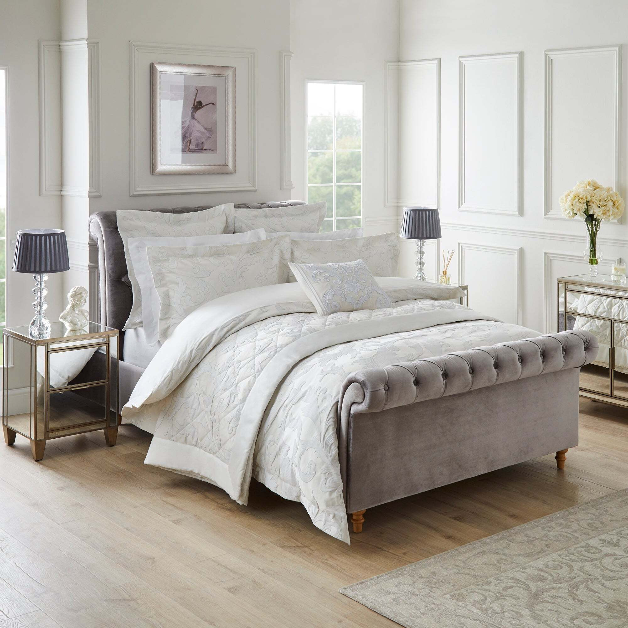 Dorma Acanthus Jacquard Duvet Cover grey by Dunelm