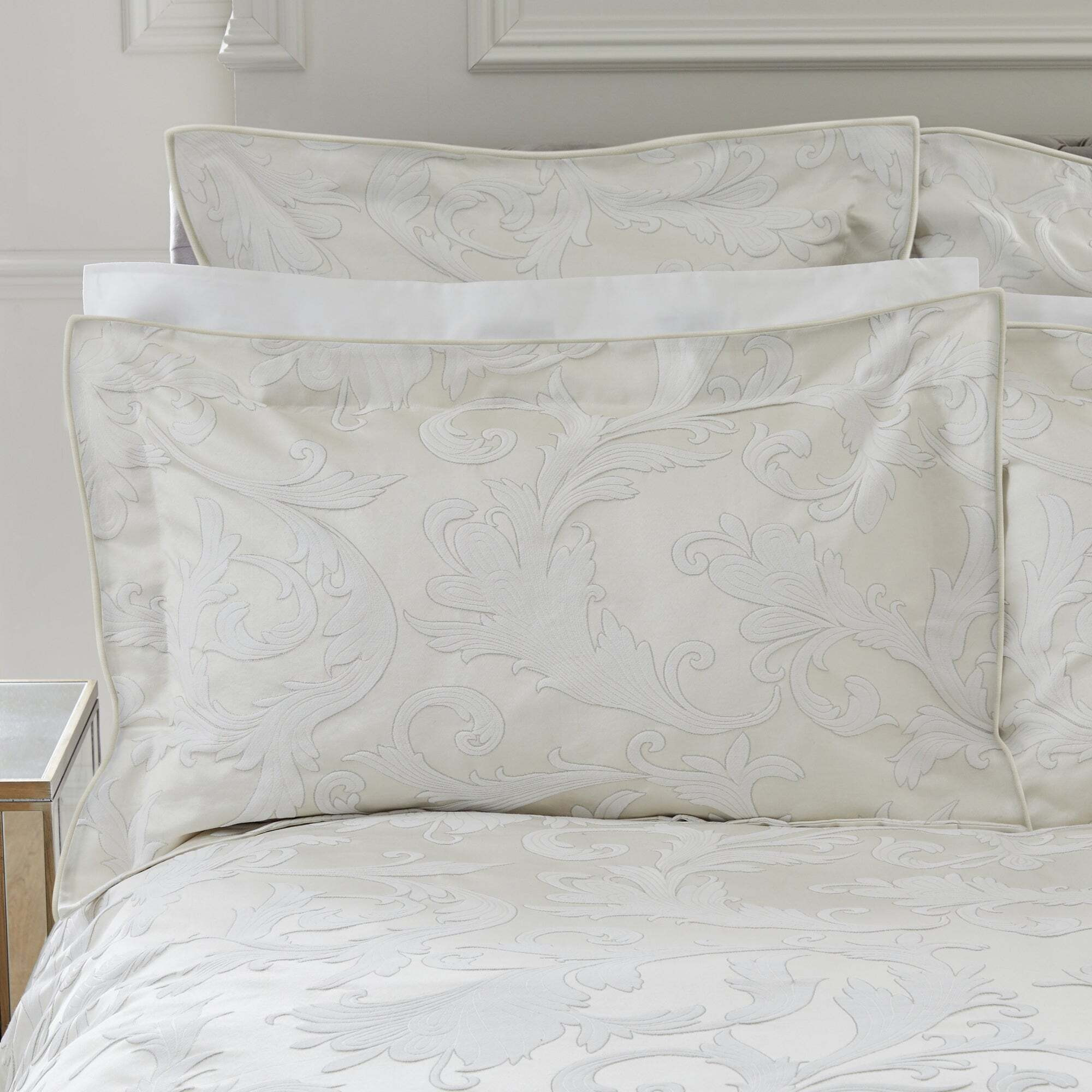 Dorma Acanthus Oxford Pillowcase Pair Cream by Dunelm
