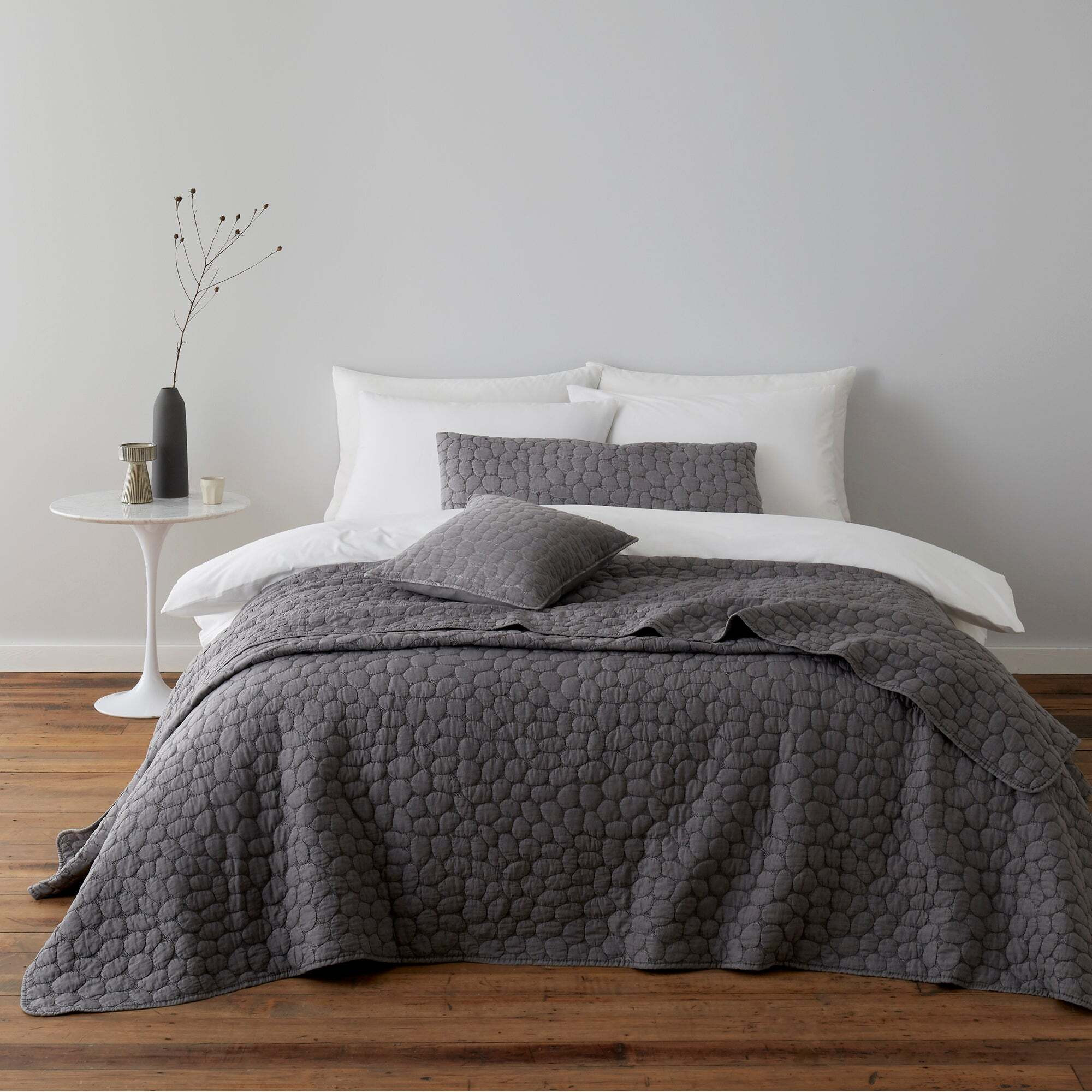 Pebble Charcoal Grey Bedspread Charcoal by Dunelm