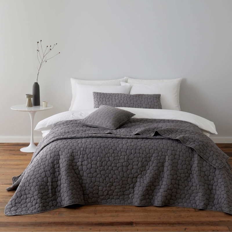 Pebble Charcoal Grey Bedspread Charcoal by Dunelm