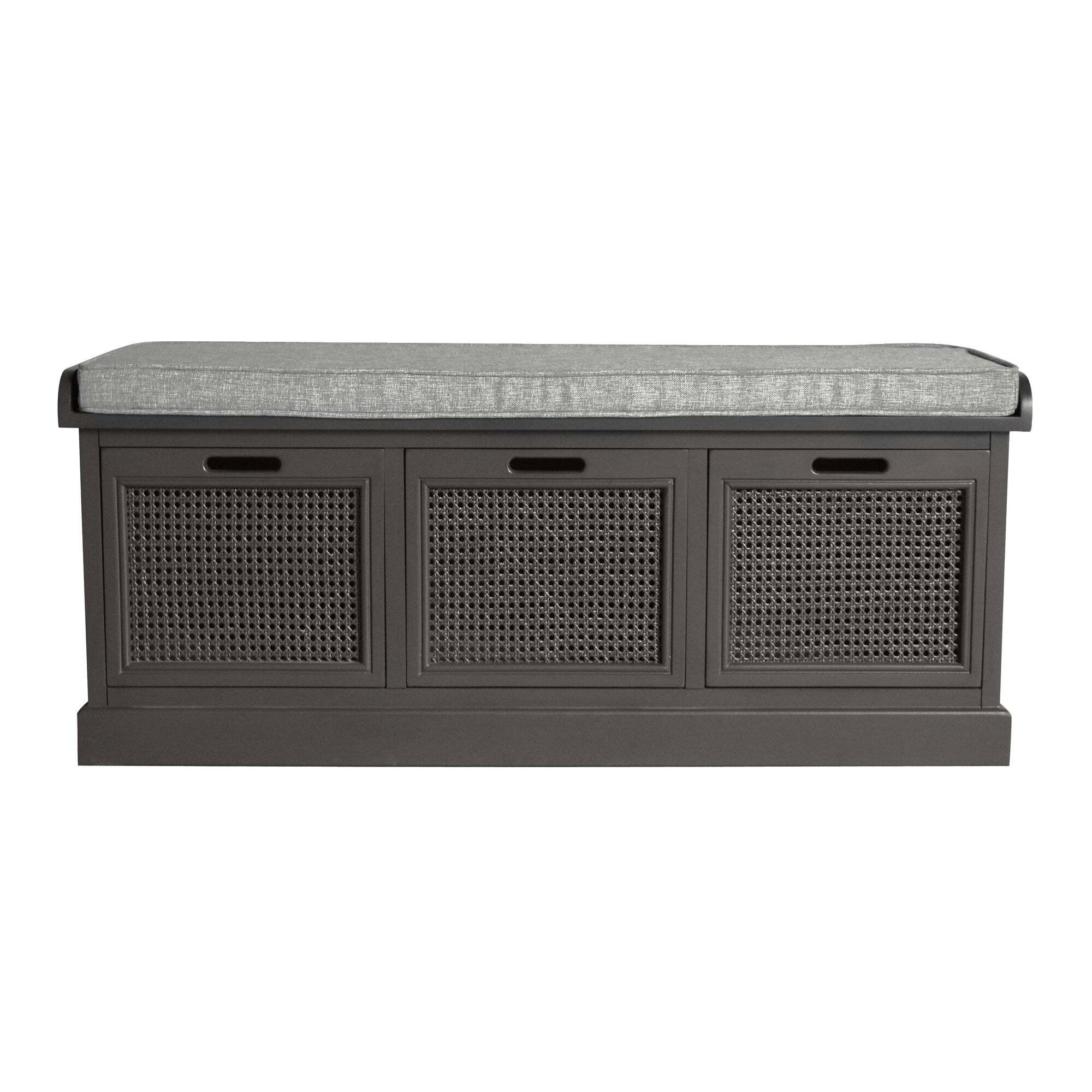 Lucy Cane Charcoal Storage Bench Dark Grey by Dunelm
