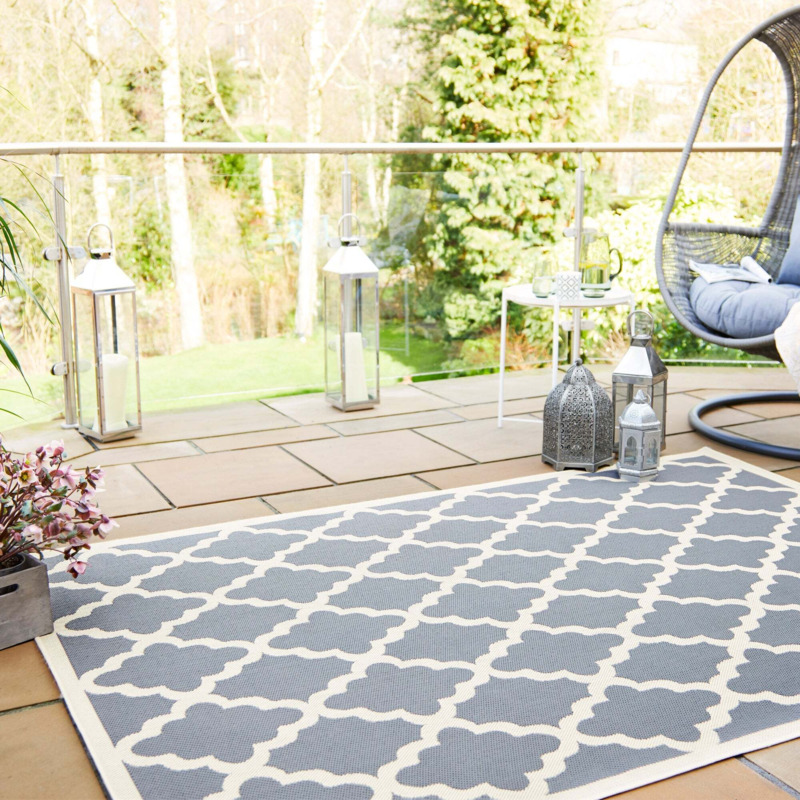 Padua Geometric Indoor Outdoor Rug Grey by Dunelm | ufurnish.com