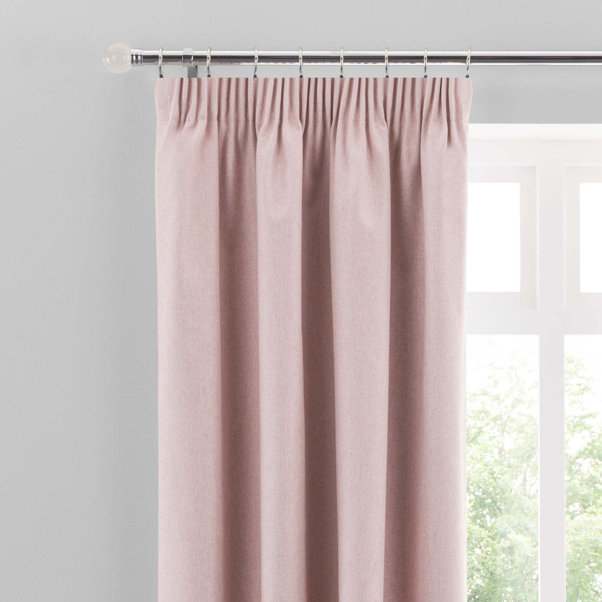 Luna Brushed Blush Blackout Pencil Pleat Curtains Blush Pink by Dunelm