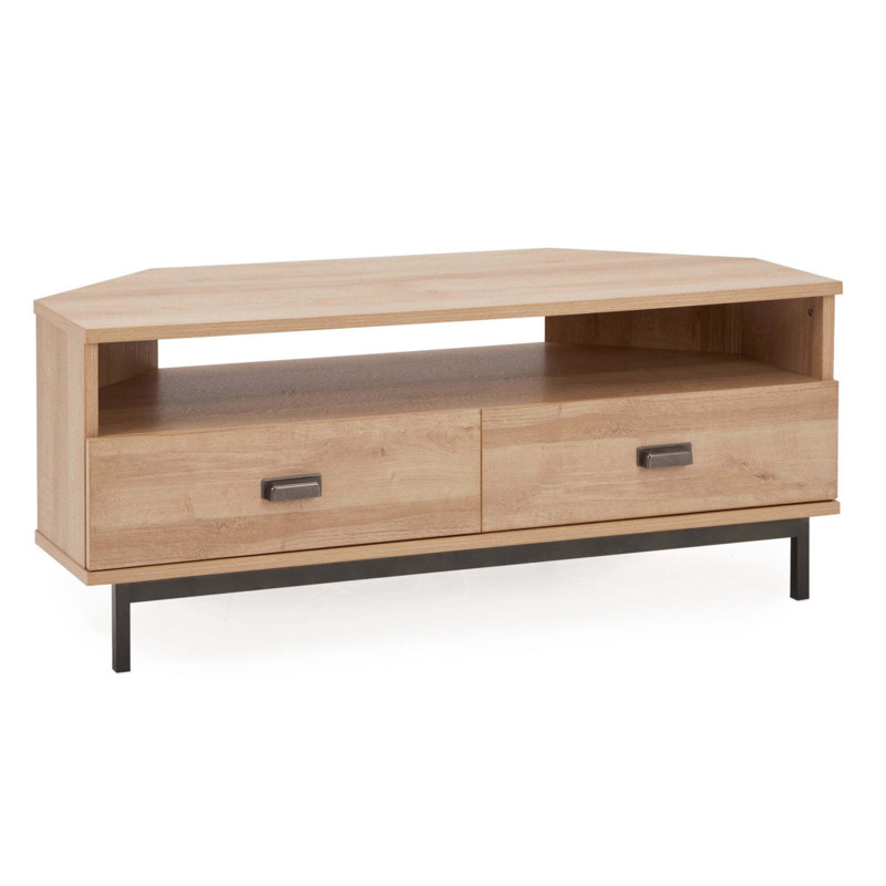 Fulton Oak Effect Corner TV Stand Light Oak by Dunelm